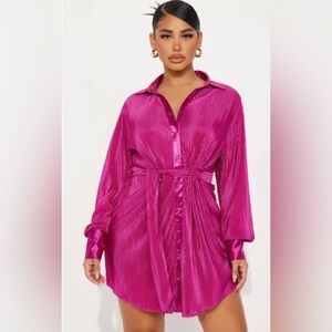 Heart & Heels Hot Pink Belted Dress